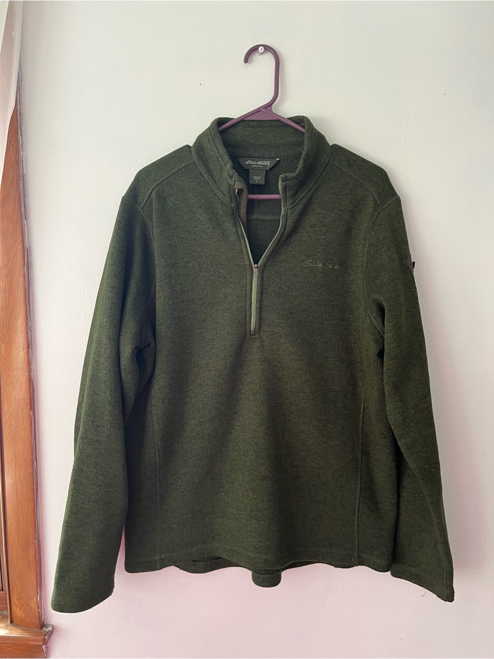 Men’s Eddie Bauer green 1/4 zip radiator fleece pullover medium